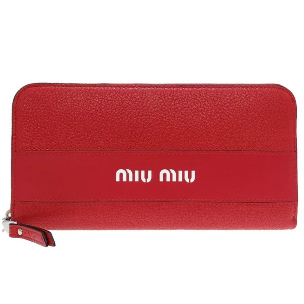 Miu Miu wallet red leather prominent branded stripe